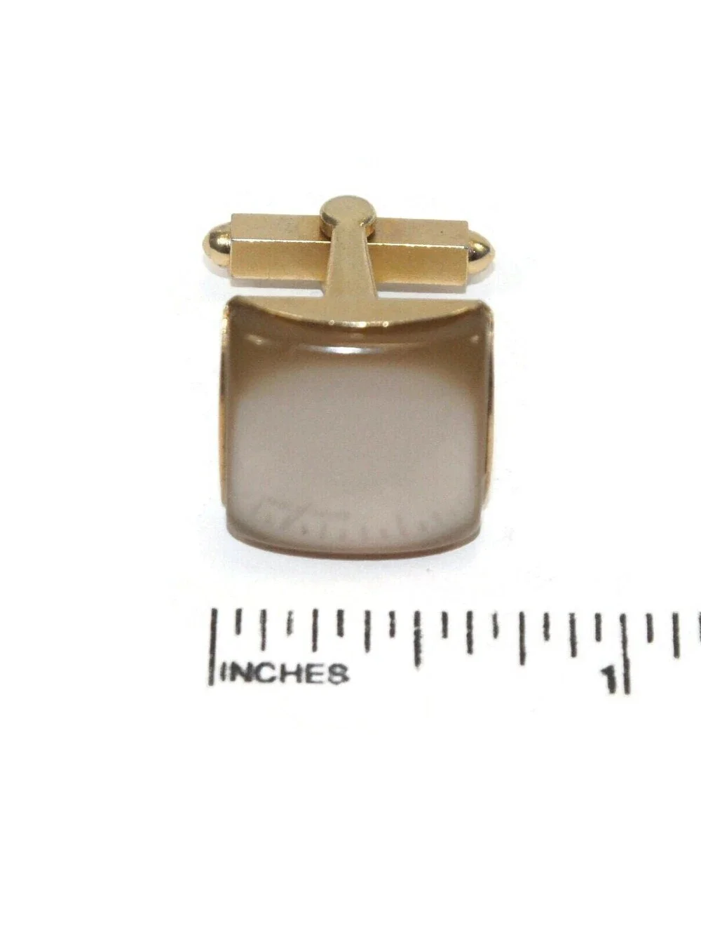 Vintage Gold Tone and Golden Moon Glow Lucite Square Cuff Links.